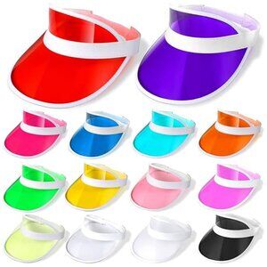 NEW 14 Pack Unisex Color Plastic Sun Visors